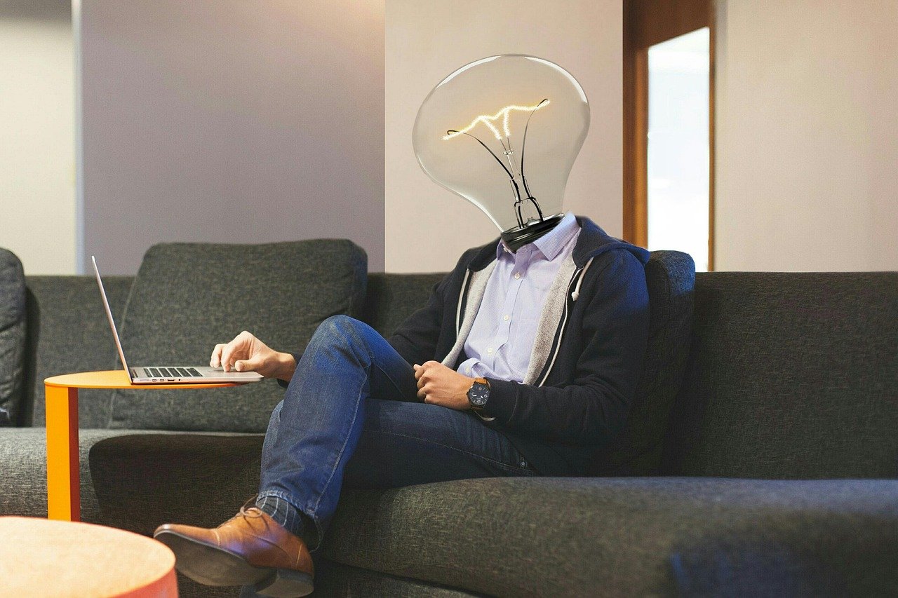 lightbulb, workplace, laptop, idea, inspiration, invention, light, innovation, solution, imagery, creativity, glass items, electricity, technology, science, business, illuminated, intelligence, desktop, energy, royalty free, study on a couch, invention, invention, innovation, innovation, innovation, innovation, innovation